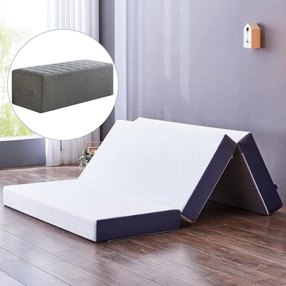 Matelas Pliable Inofia 15 cm avec Housse Lavable et Sac de Rangement