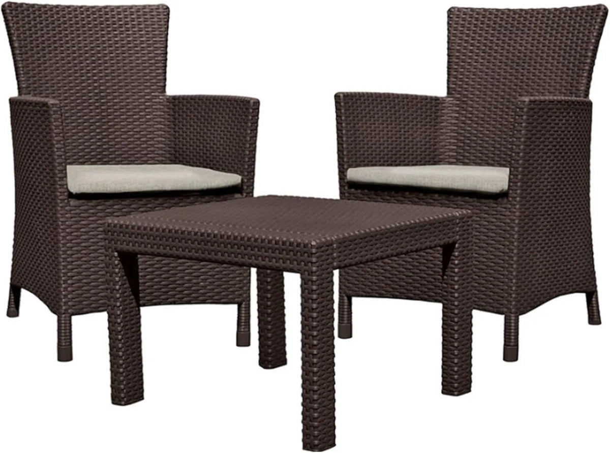 Set de Mobilier de Jardin Keter Rosario en Marron avec 2 Fauteuils et Table