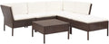 Ensemble de Jardin en Résine Tressée Marron avec Coussins - 6 Pièces