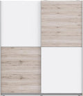 Armoire Moderne 170 cm, Portes Coulissantes, Chêne Sable et Blanc