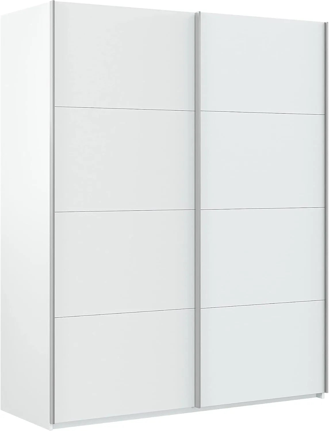 Armoire Blanc Brillant 2 Portes avec Tringle et Étagères, 150x60x200 cm