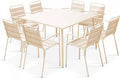 Ensemble de Jardin Carré avec 8 Chaises Métal Ivoire - Modèle Palavas