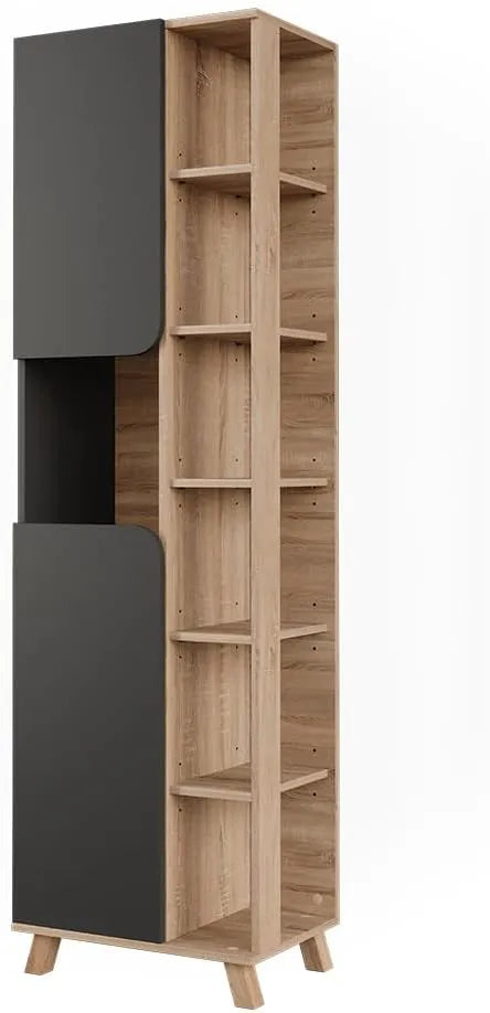 Armoire Haute Vicco Karen - Sonoma/Anthracite, 50x175cm, 2 Portes