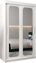 Armoire Moderne à Portes Coulissantes avec Miroir 120x200x62 cm - Blanc Mat