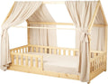Sevira Kids - Ensemble Double Baldaquin de Lit Cabane en Mousseline de Coton, Fabriqué en France