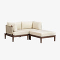 Canapé Modulable de Jardin 2 Pièces en Acacia avec 2 Fauteuils et Pouf - Collection Giulia