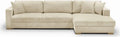 Grand canapé d'angle en velours beige 5 places convertible - Modèle Robin
