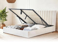 Lit Double avec Coffre 160x200, Velours Beige, Sommier Inclus