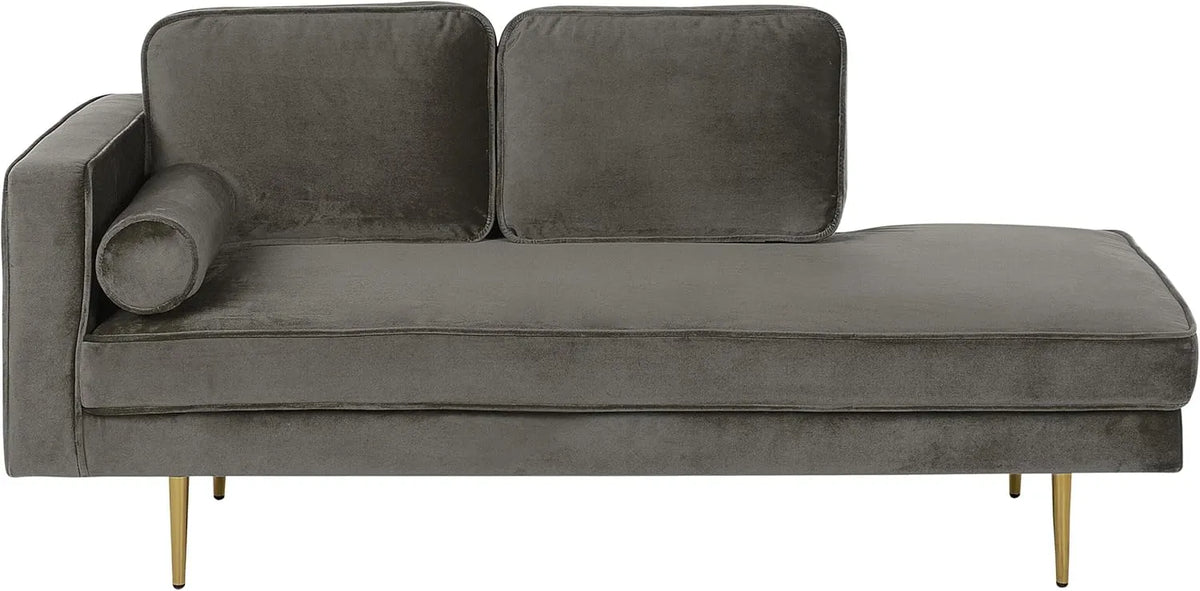Méridienne en Velours Beige avec Accoudoir Gauche pour Salon Élégant