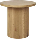 AltoBuy Ankara - Table d'appoint Ronde avec Pied Central en Relief, Finition MDF Effet Bois Naturel