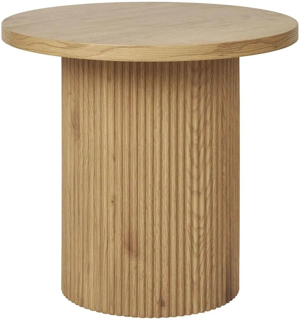 AltoBuy Ankara - Table d'appoint Ronde avec Pied Central en Relief, Finition MDF Effet Bois Naturel