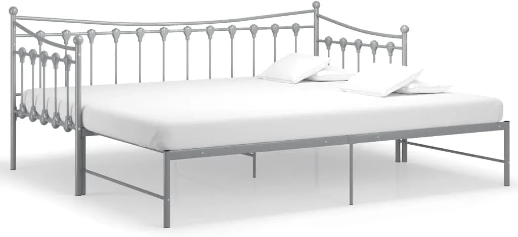 Cadre de Canapé-lit Extensible en Métal Gris 90x200 cm pour Salon et Chambre