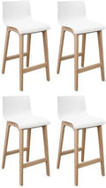 Tabourets de Bar 65 cm en Chêne et Plastique Blanc - Lot de 4