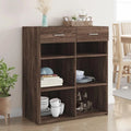 Buffet en Chêne Marron pour Salle à Manger - 80x42.5x93 cm, Rangement Élégant avec 4 Portes et 2 Tiroirs, Design Moderne