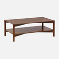 Table basse rectangulaire en bois avec double plateau 110 cm - Finition noyer - Sweeks Harmony