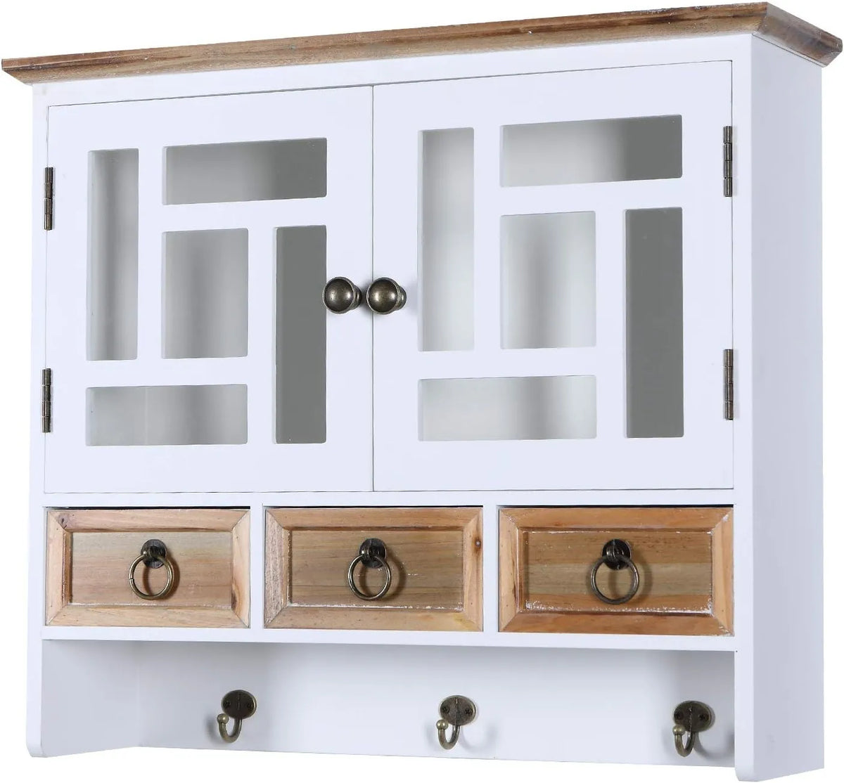 Étagère Murale Rustique Blanc en Bois 55 cm