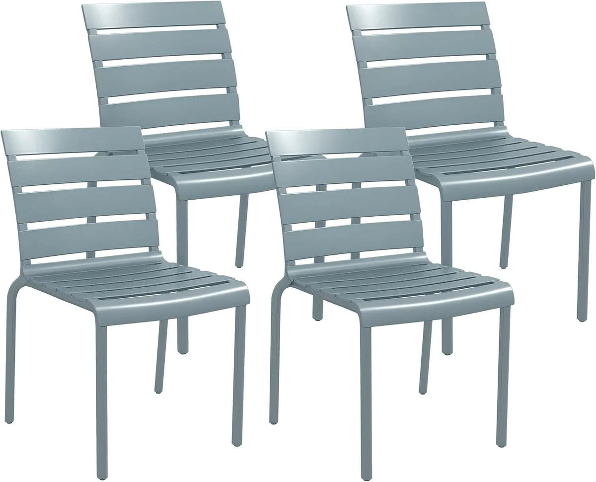 Outsunny Ensemble de 4 Chaises de Jardin Empilables avec Lattes - Gris