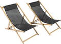 Chaise Longue Pliante en Aluminium Noir - Lot de 2, 4 Positions