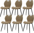 Ensemble de 6 Chaises Tapisserées pour Salle à Manger et Salon, Pieds en Métal, Kaki