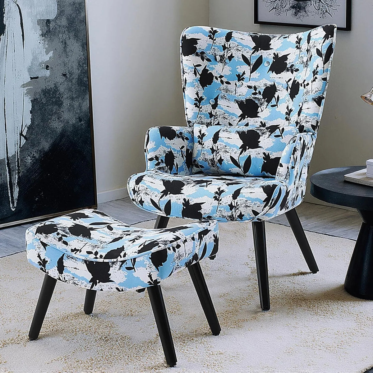 Chaise Scandinave en Lin avec Repose-pieds et Support Lombaire, Multicouleur