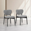 Ensemble de 2 chaises en tissu gris texturé et chêne noir Azma