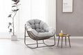 Chaise à Bascule de Jardin en Rotin et Acier avec Coussins Épais - Capacité 136 kg, Montage Facile - Gris Clair
