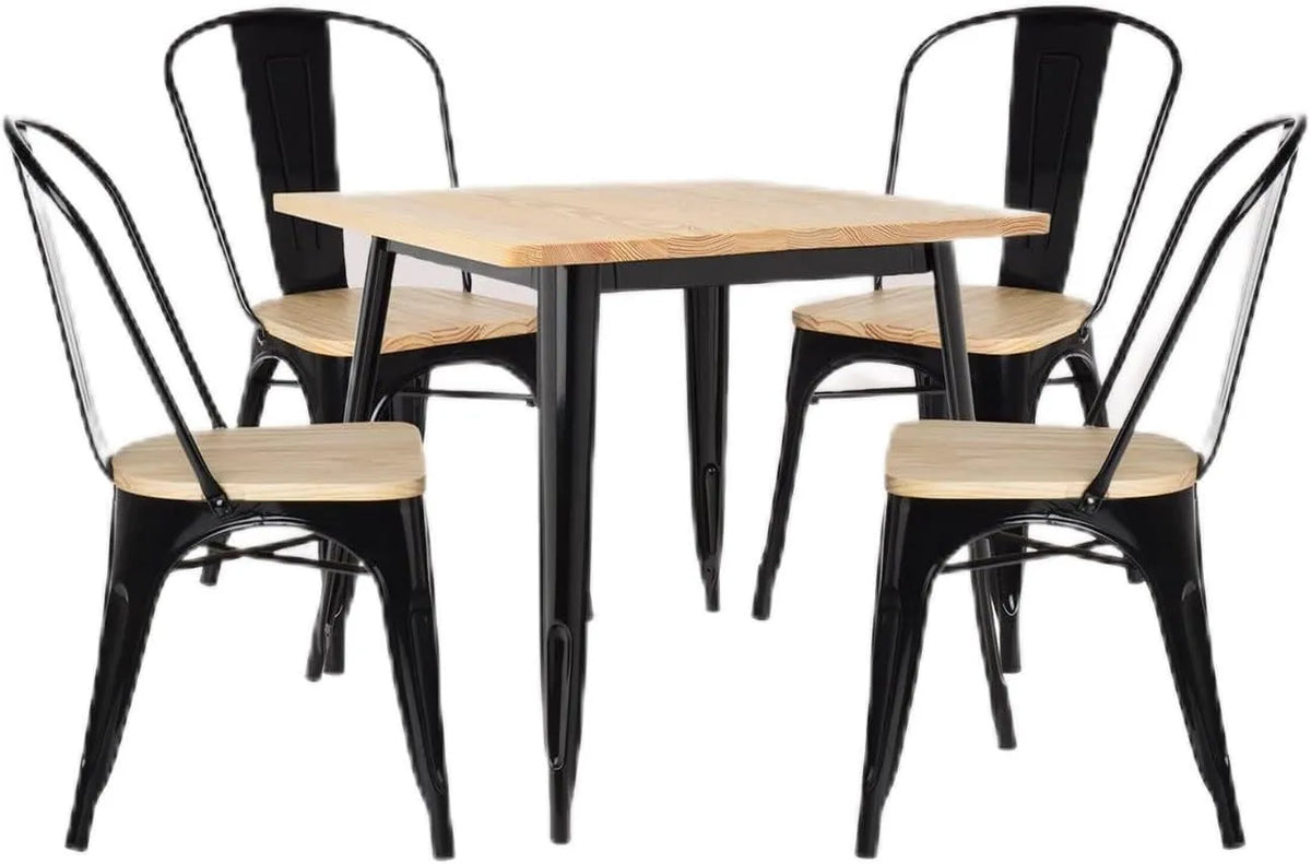 Ensemble Table Carrée 80x80cm et 4 Chaises en Bois LIX par SKLUM