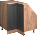 Armoire d'angle Rion sous pente en anthracite et chêne doré, 75,6 x 81,6 cm avec porte