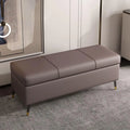 Banc de rangement en similicuir marron foncé pour entrée, 100cm