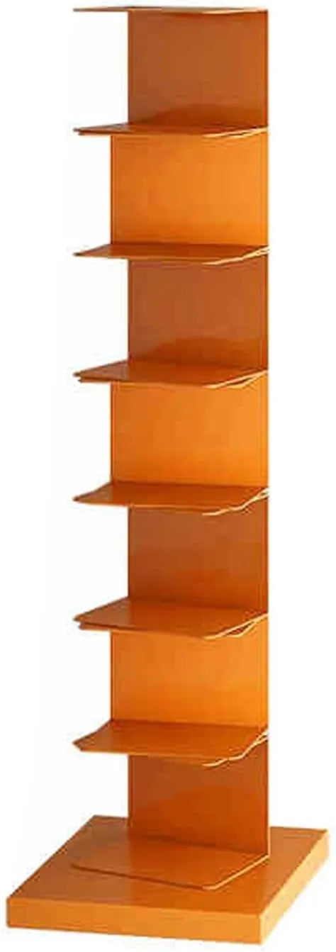 Bibliothèque verticale en métal 8 niveaux design en C pour maison et bureau - Orange