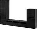Meuble TV de Rangement IKEA BESTÅ avec Portes en Verre, 300 x 42 x 193 cm, Noir/Marron et Selsviken Brillant