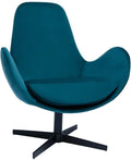 Miliboo Fauteuil Design Velours Bleu Pétrole et Métal Noir Andy