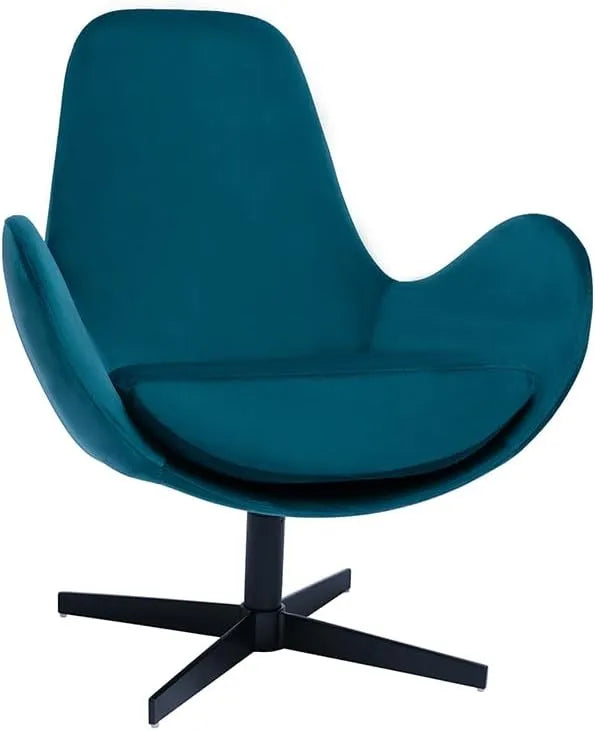 Miliboo Fauteuil Design Velours Bleu Pétrole et Métal Noir Andy