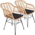Ensemble de 2 chaises Cinta en rotin synthétique avec coussins - Résistance UV et hydrofuge