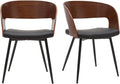 Lot de 2 chaises en bois de noyer foncé avec assise noire et cadre métallique - Design Riff
