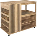 Îlot de Cuisine Multi-Rangement en Bois avec Étagères - AltoBuy PAJAN