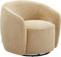 Fauteuil Rotatif en Fausse Fourrure Beige pour Salon - Modèle VEREIDE