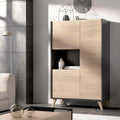 Buffet Moderne Haut 3 Portes en Chêne et Anthracite - 81x43x135 cm