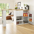 Table de bar extensible avec rangement et structure pivotante à 360°, 2 tiroirs, portes coulissantes et étagères ouvertes Merax