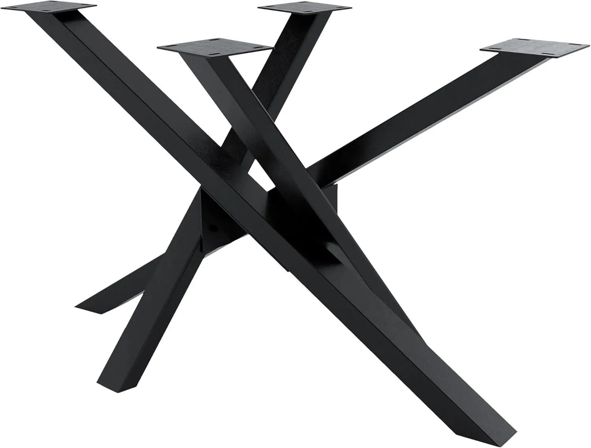 Pieds de Table Jimmy, Métal Noir, Hauteur 72 cm, Design Étoile, 120x60 cm