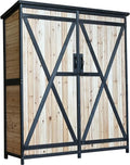 Armoire de Jardin en Bois avec Double Porte et Verrou, 140x50x162cm, Certifiée FSC