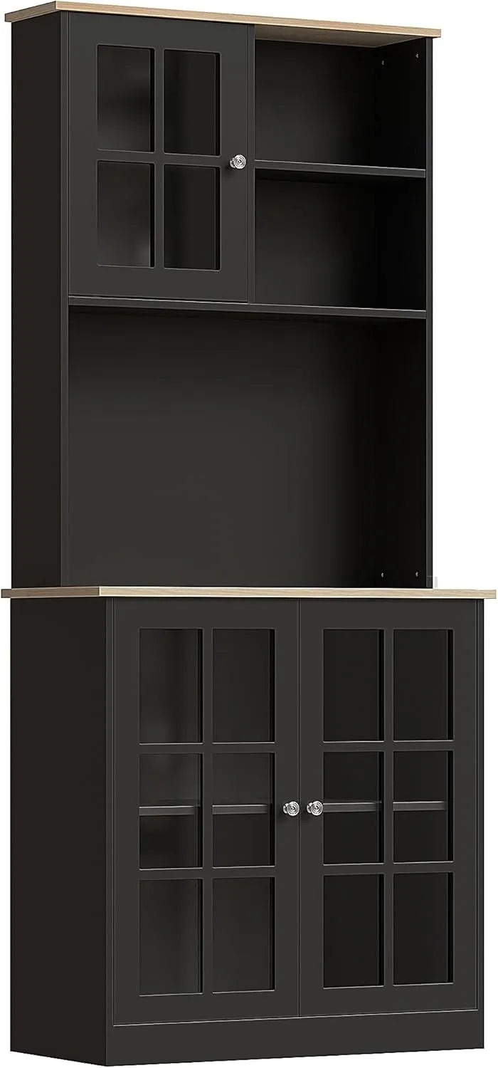 Meuble de Cuisine HOMCOM avec Rangement Multi-Portes, Noir Chêne, 80x37x183 cm
