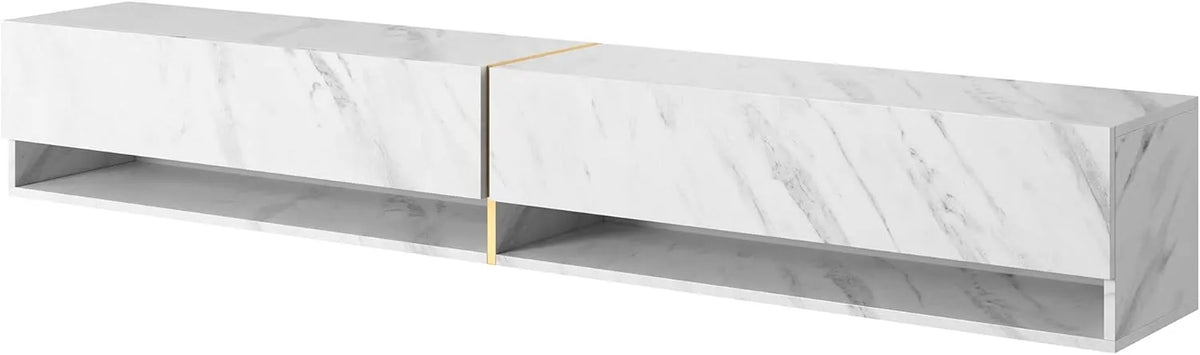 Ensemble TV 200 cm Effet Marbre Blanc avec Détails Dorés