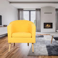Fauteuil Crapaud Moderne en Lin Jaune avec Accoudoirs, Pieds en Hêtre, Charge 135 kg