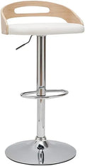 Tabouret de Bar Réglable en Bois Clair et Polyuréthane Blanc - Design Miliboo Mano