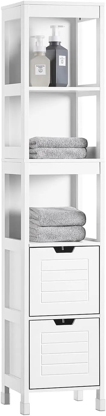 Armoire de Salle de Bain avec Étagères et Tiroirs, Rangement Compact pour Espaces Réduits