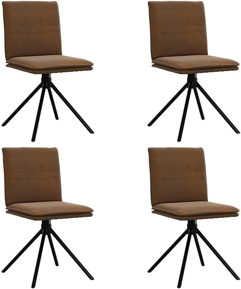 Ensemble de 4 Chaises de Salle à Manger Marron en Similicuir