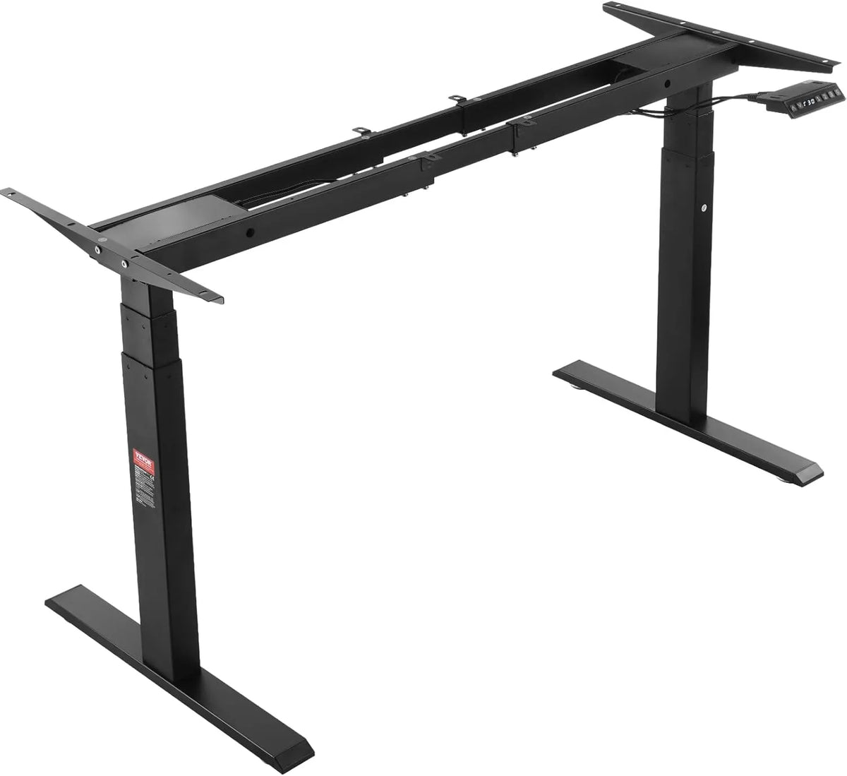 VEVOR Bureau Électrique Réglable en Hauteur, Cadre Noir à Double Moteur, 65-129 cm, Longueur 110-178 cm, Posture de Travail Ergonomique