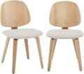 Ensemble de 2 chaises en bois effet chêne avec tissu bouclette gris clair