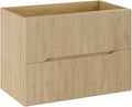 Meuble Vasque Suspendu Strié Oriso - Bois Naturel Clair - 80 cm
